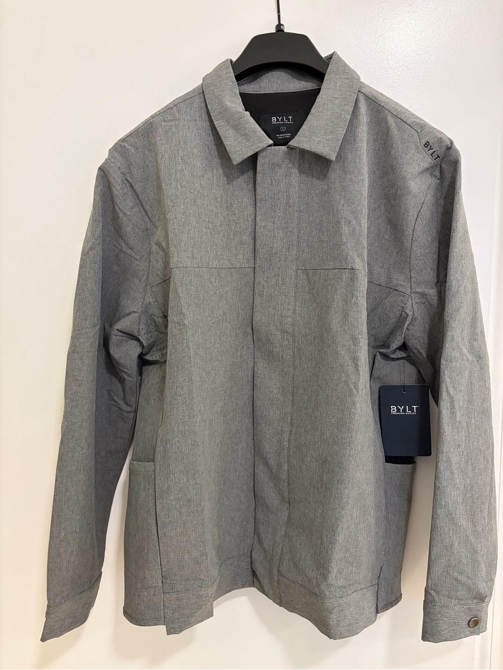 BYLT District Jacket Men Large Heather Grey Performance Premium Basics -NWT